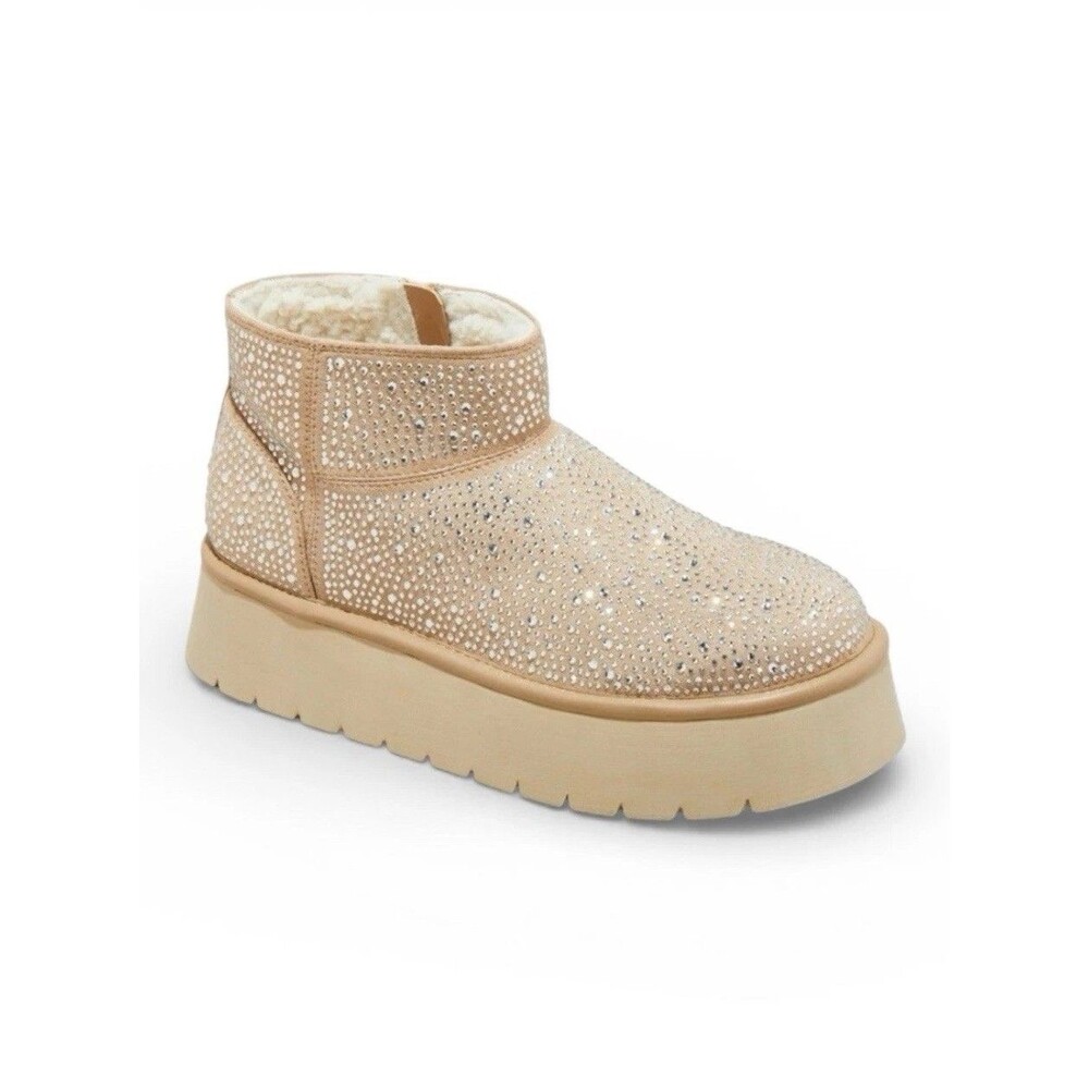 Wild Fable Missy Platform Booties Beige Rhinestone Bling Ankle Boots size 7 new
